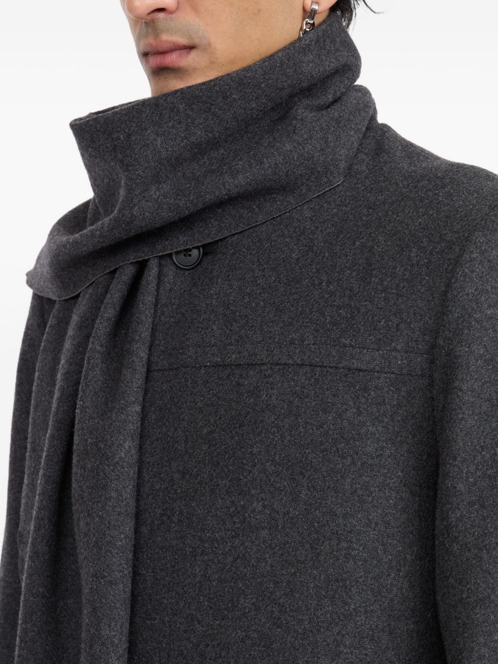 scarf-detail longline coat - 7
