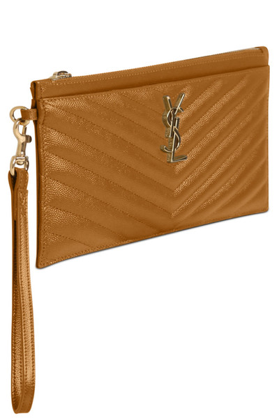 SAINT LAURENT LARGE MONOGRAMME BILL WRISTLET POUCH | NATURAL DARK/GOLD outlook