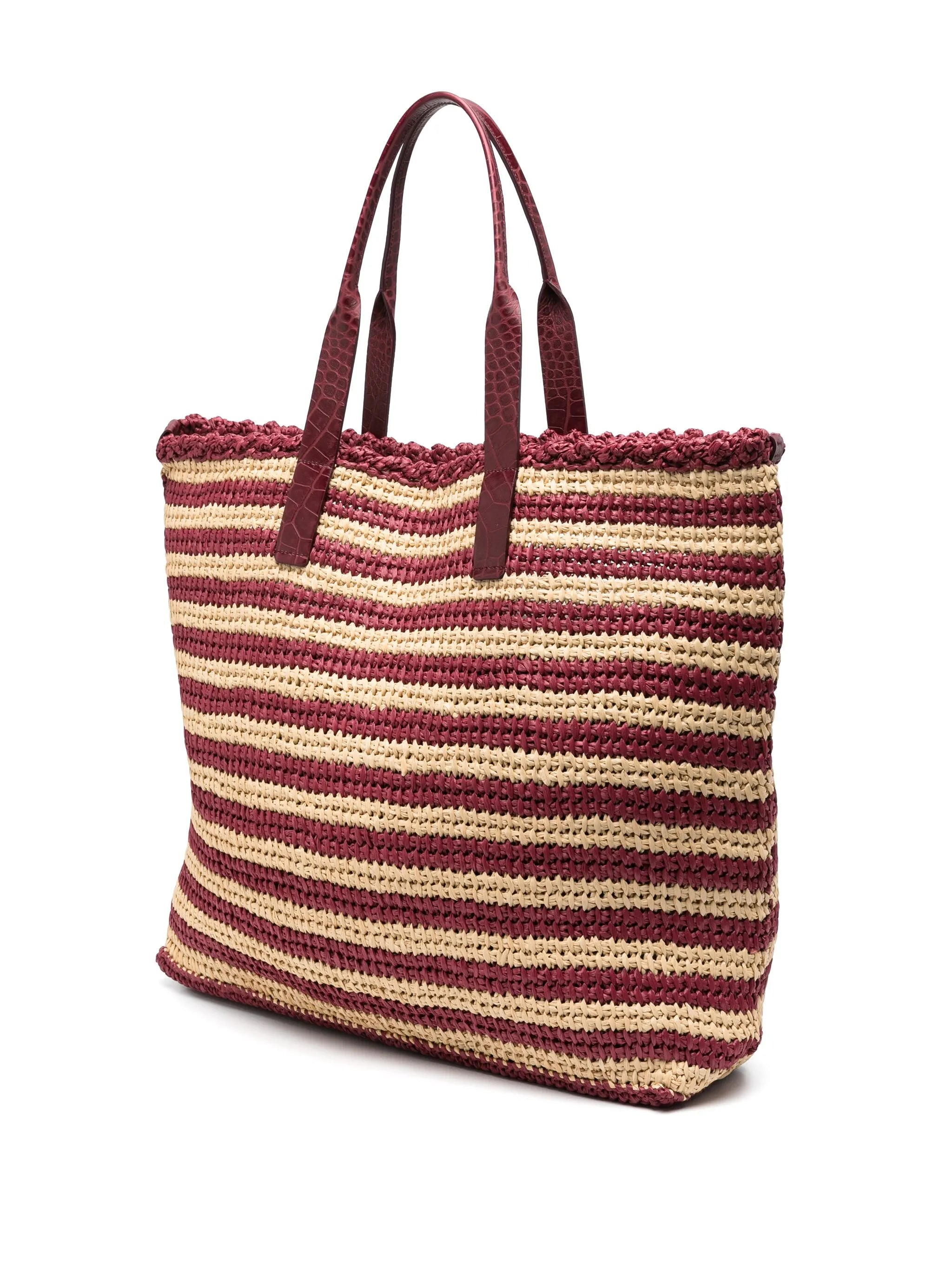 striped raffia tote bag - 3