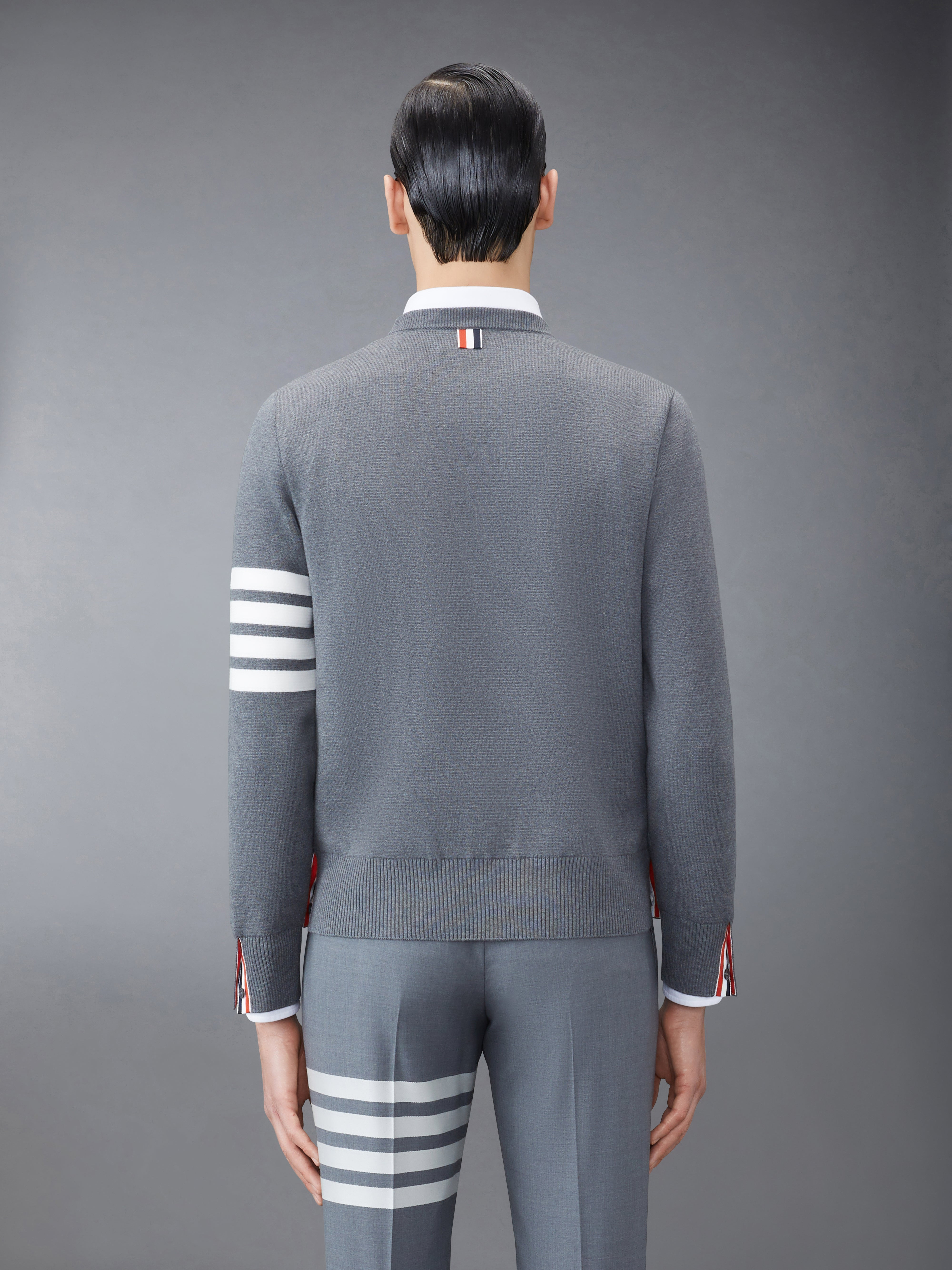Medium Greymilano Stitch Cotton 4-bar Crew Neck Pullover - 2