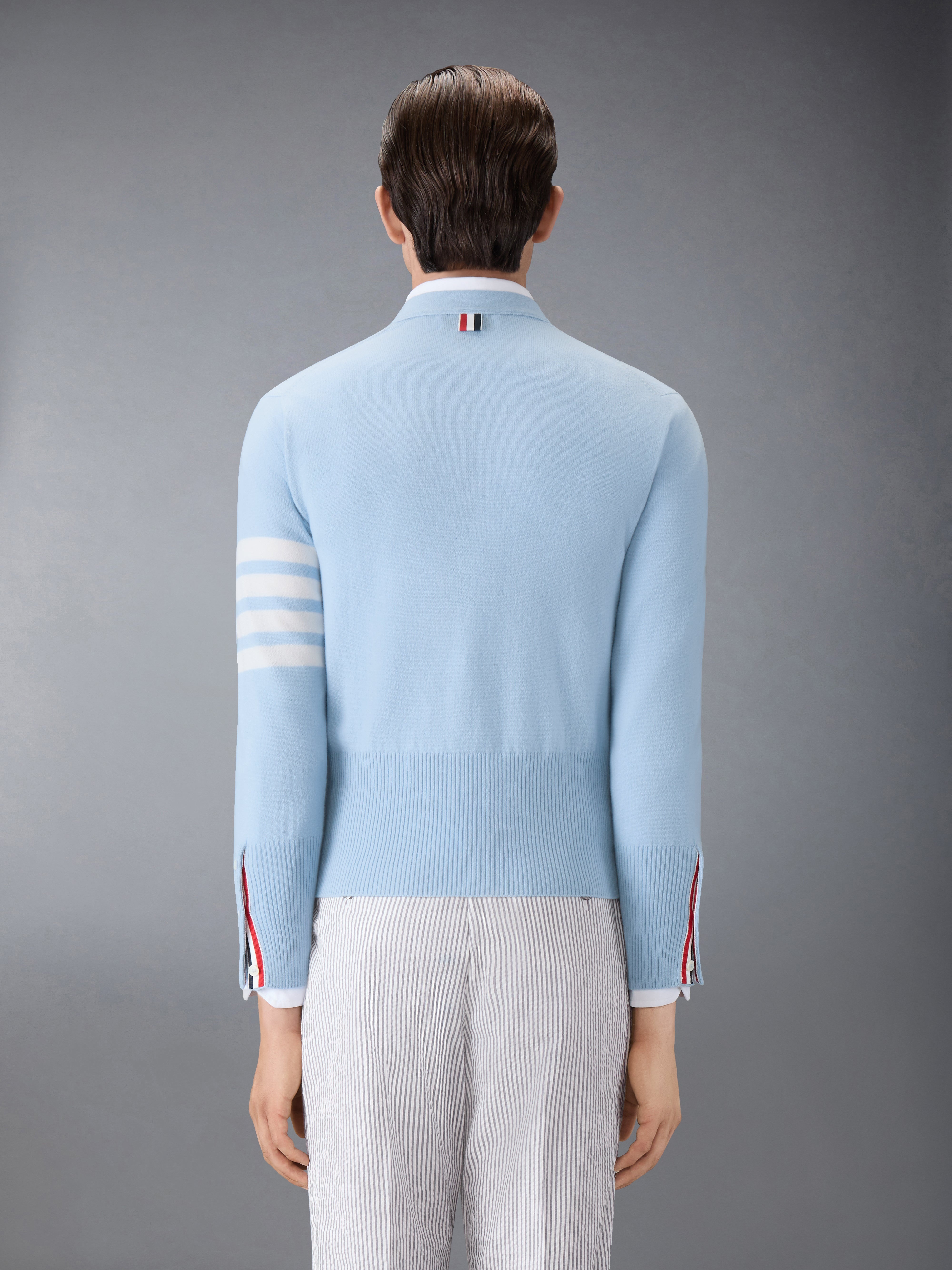 CLASSIC CASHMERE 4-BAR V-NECK CARDIGAN - 3