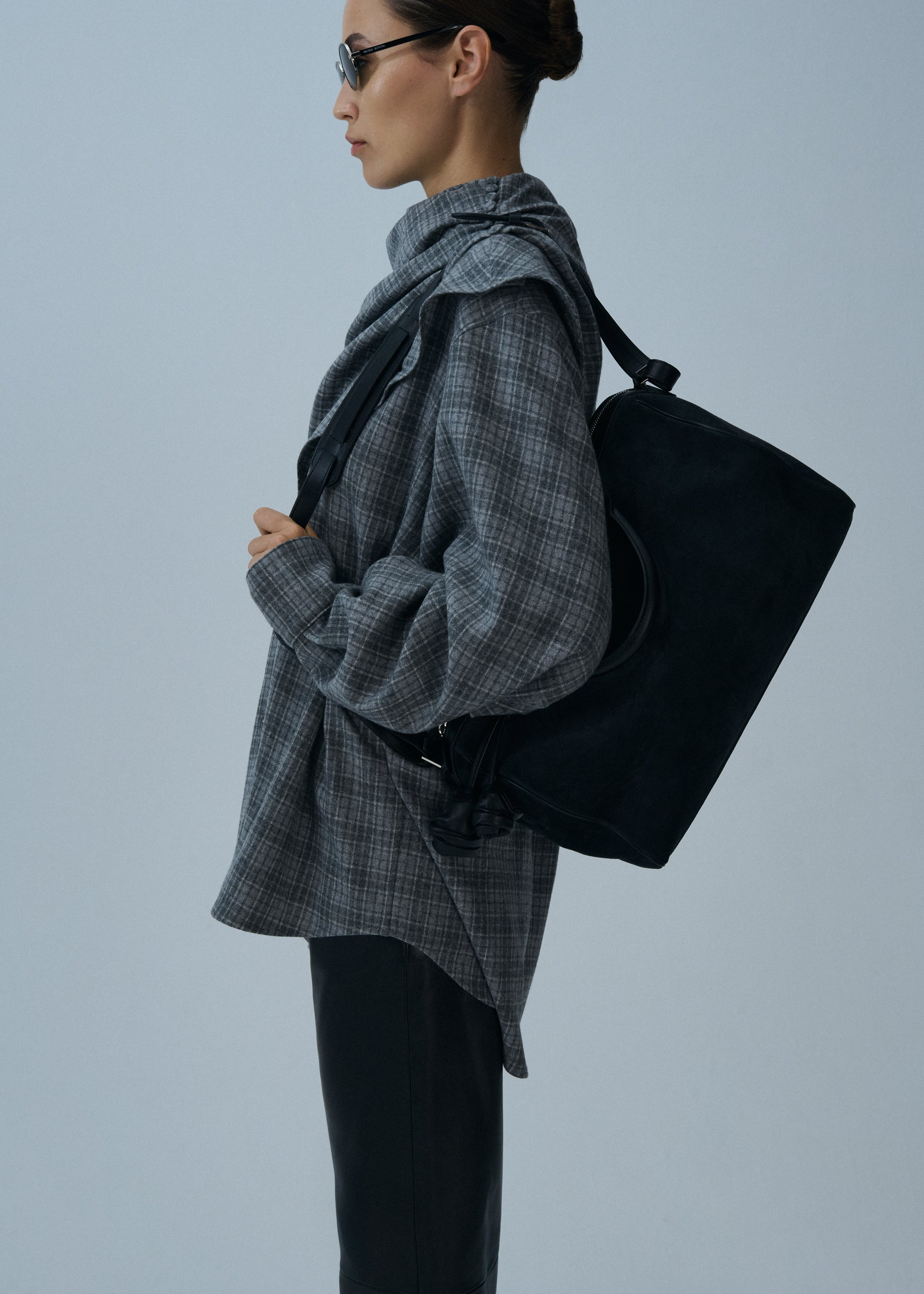 Classic oversized shirt in grey check - 4