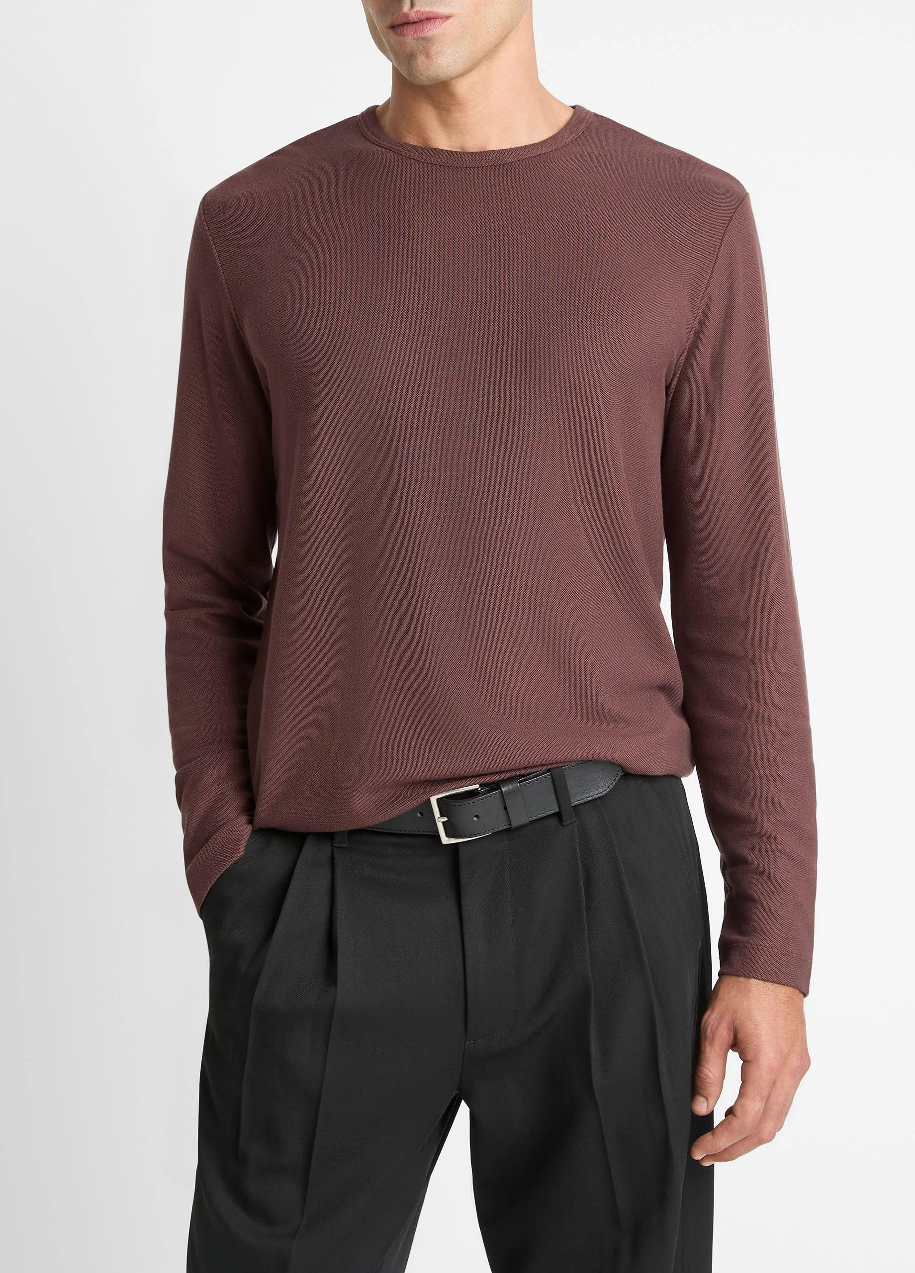 Pima Cotton Piqué Long-Sleeve T-Shirt - 1