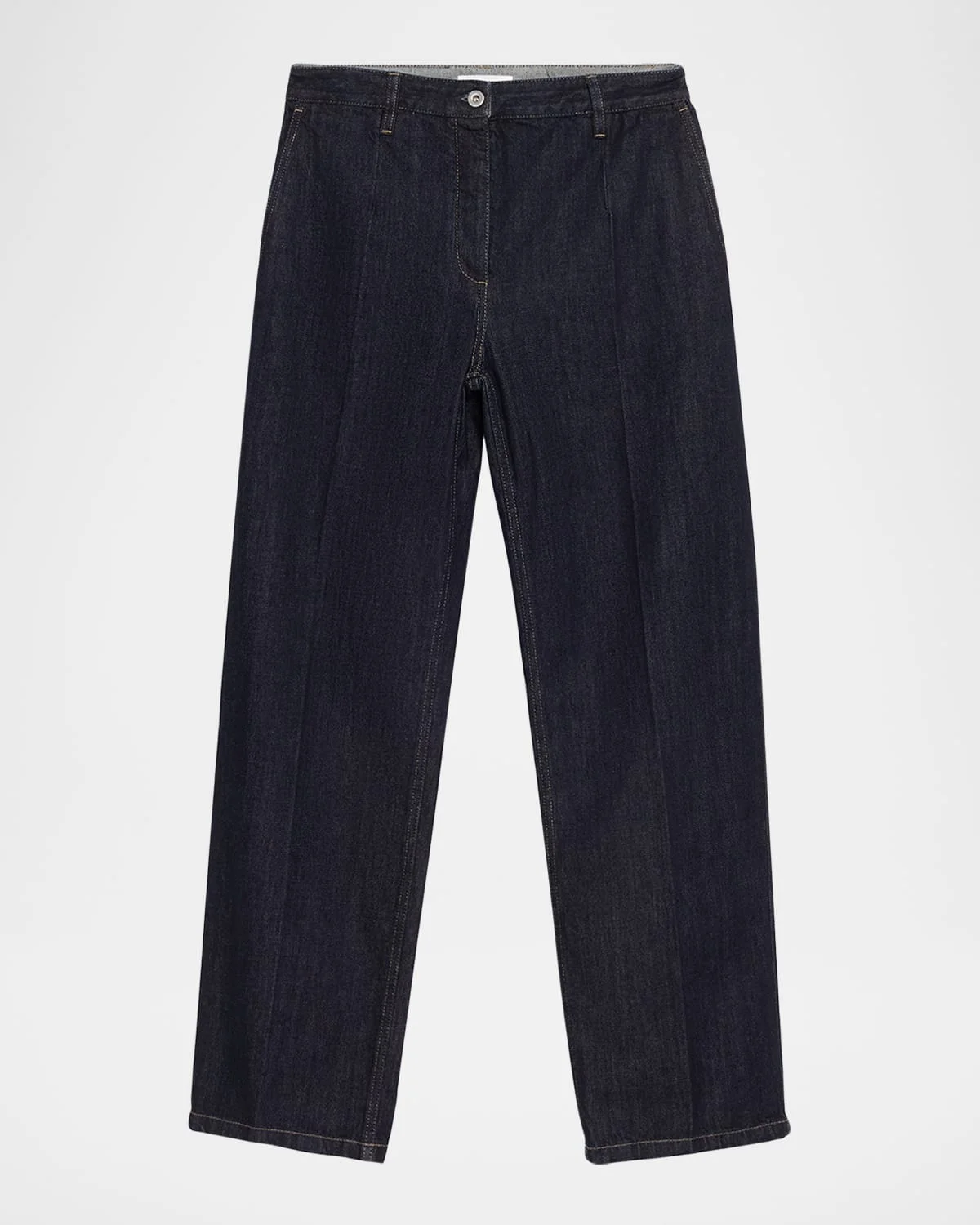 Creased Straight-Leg Denim Trousers - 1