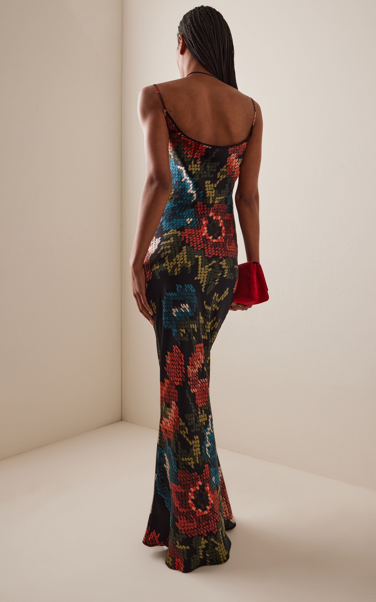Willow Printed Silk-Satin Maxi Slip Dress floral - 4