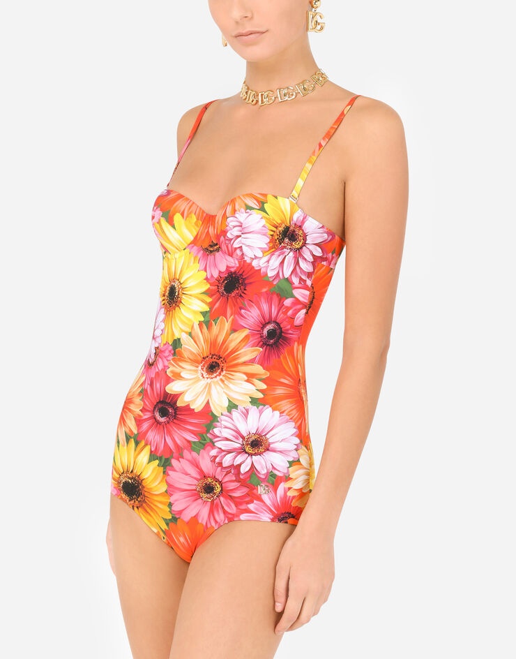 One-piece swimsuit with gerbera-daisy print - 4