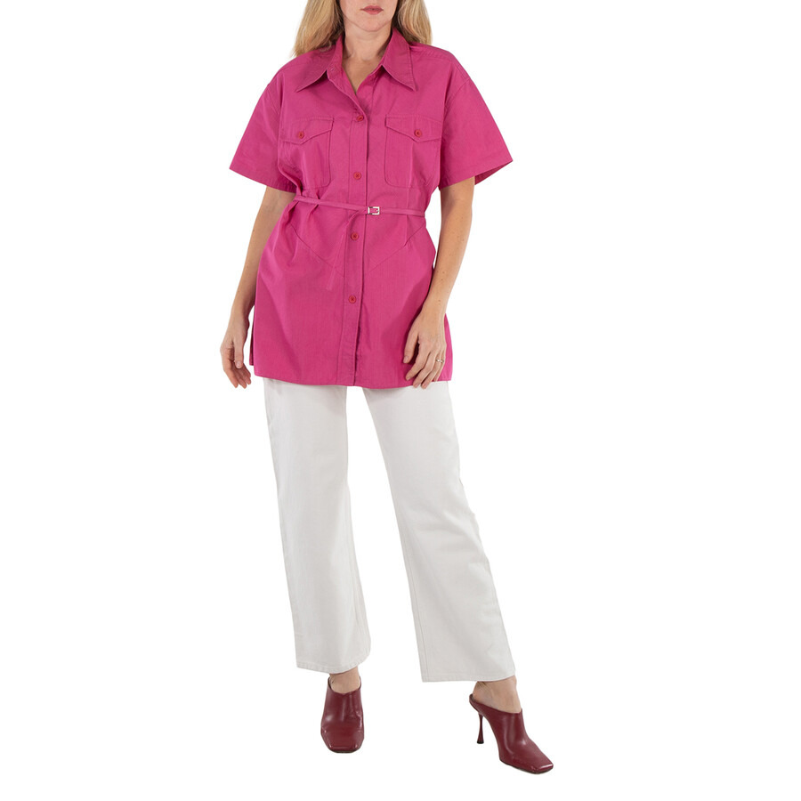 Our Legacy Ladies Cerise Cotton Ripstop Backless Army Shirt - 6