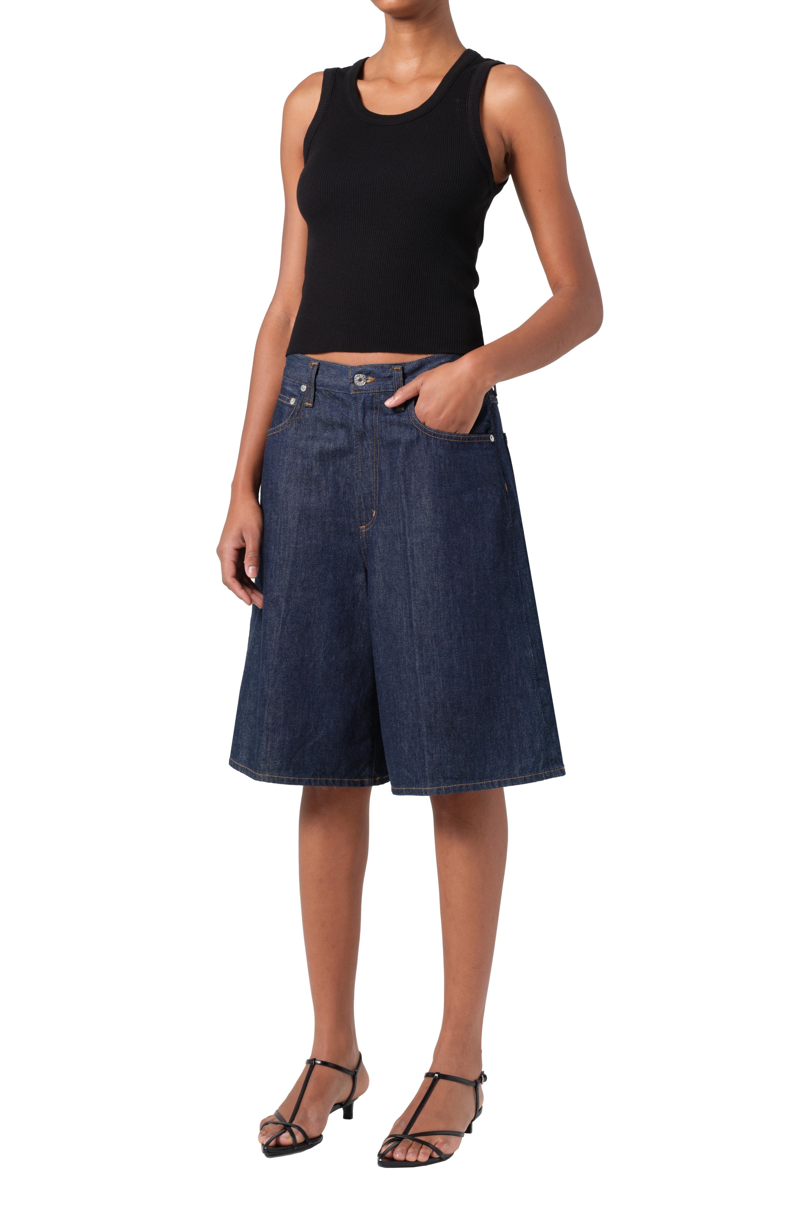 AGOLDE Poppy Shrunken Rib Tank in Black at Nordstrom - 5