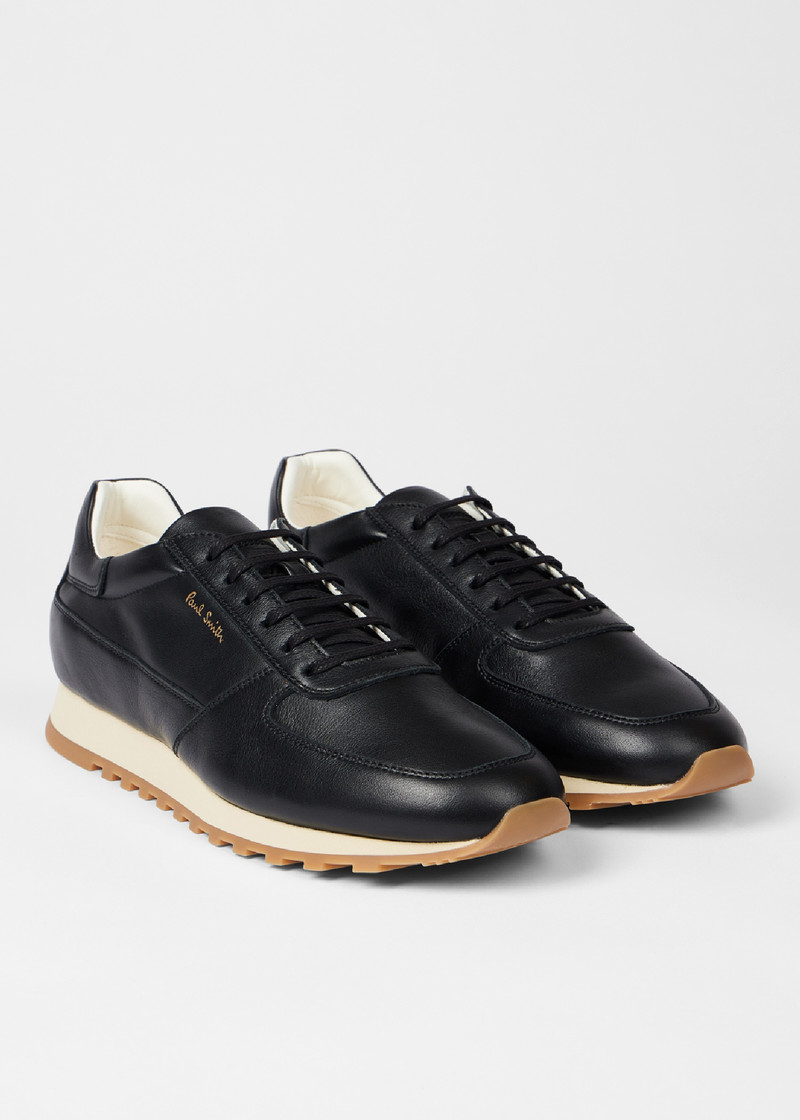 Paul Smith Women's Black 'Velo' Leather Retro Trainers outlook