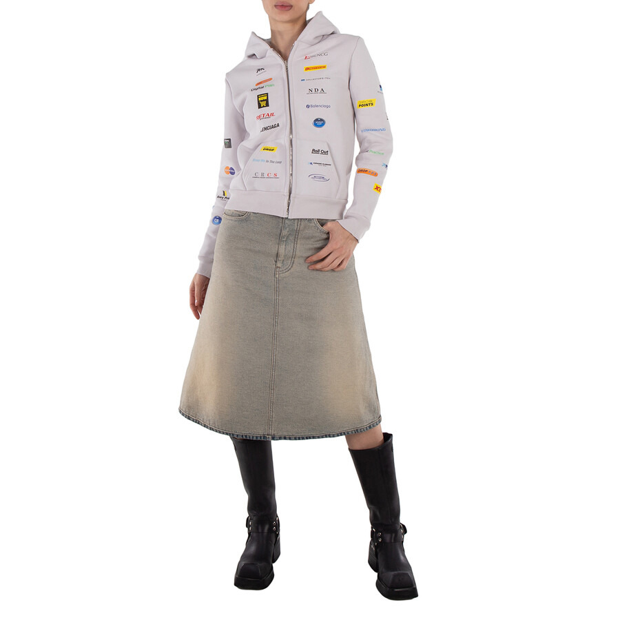 Balenciaga Ladies Business English Zip-Up Hoodie - 4