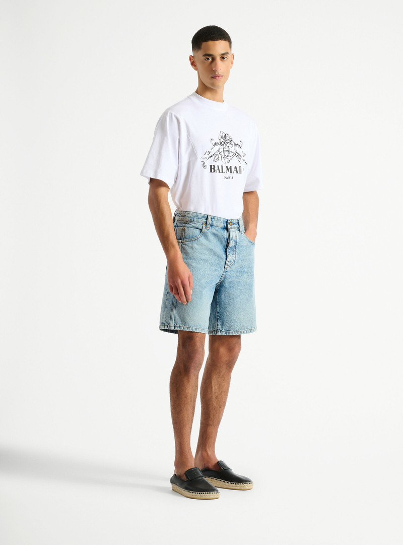 Balmain Light blue denim Bermuda shorts outlook