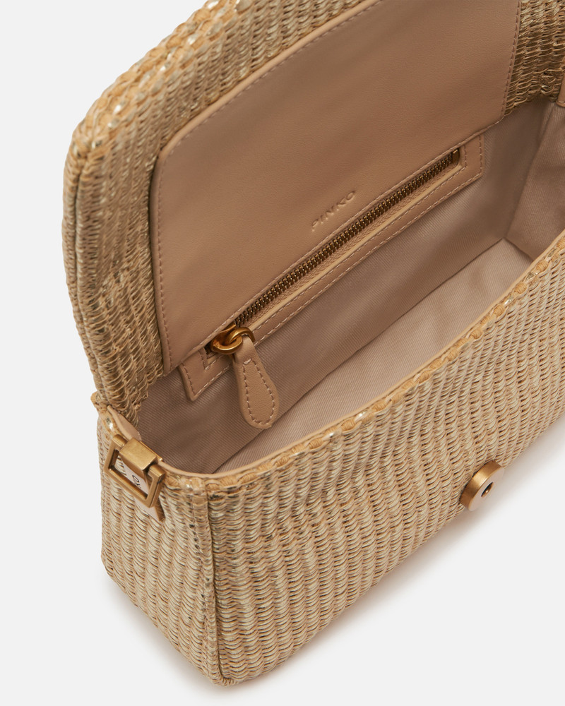 RAFFIA MINI LOVE BAG SLOUCHY SHOULDER BAG 4