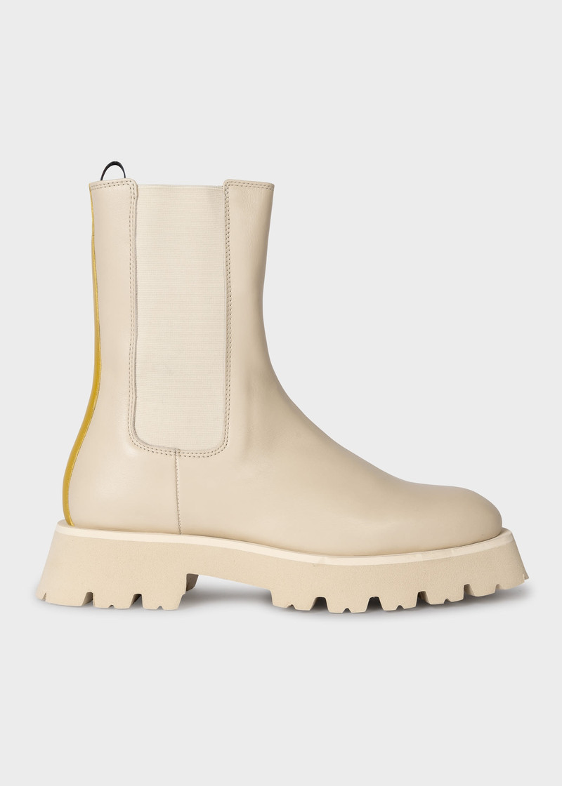 Cream Leather Stripe 'Fallon' Chelsea Boots 1