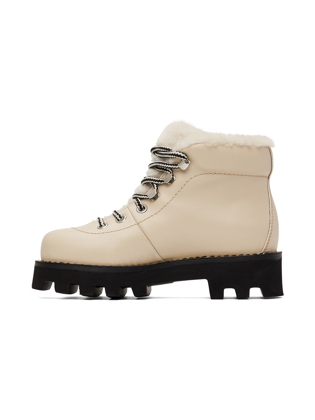 Beige Shearling Hiking Boots - 3