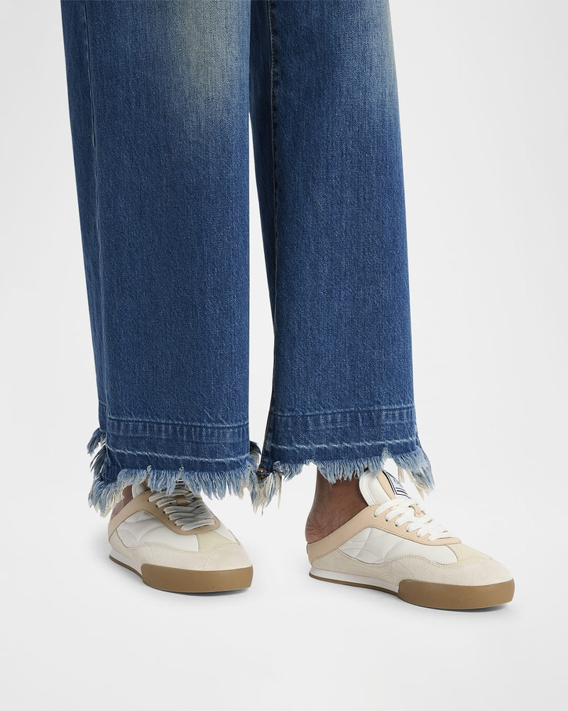 Chloé Kick Smooth Leather and Suede Sneaker Mules outlook