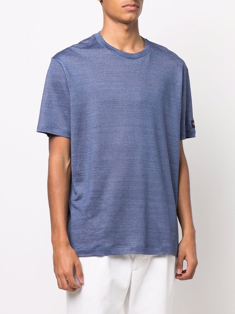 crew neck short-sleeved linen T-shirt - 3