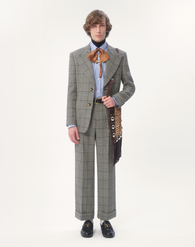 Valentino WOOL PANTS WITH TURN-UPS WITH CHECK PATTERN ON HOUNDSTOOTH outlook