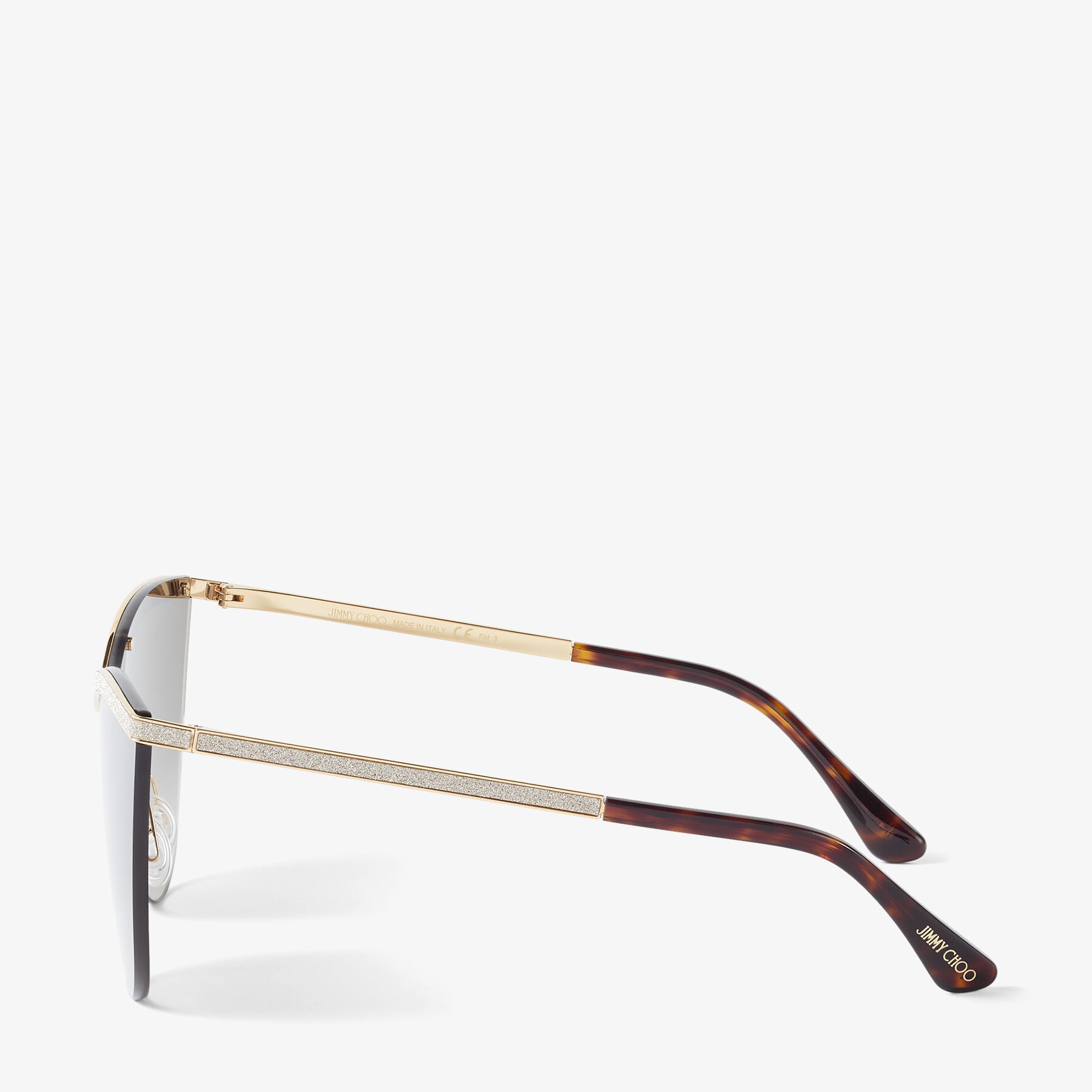 Kristen
Gold Havana Mask-Frame Sunglasses with Glitter - 2