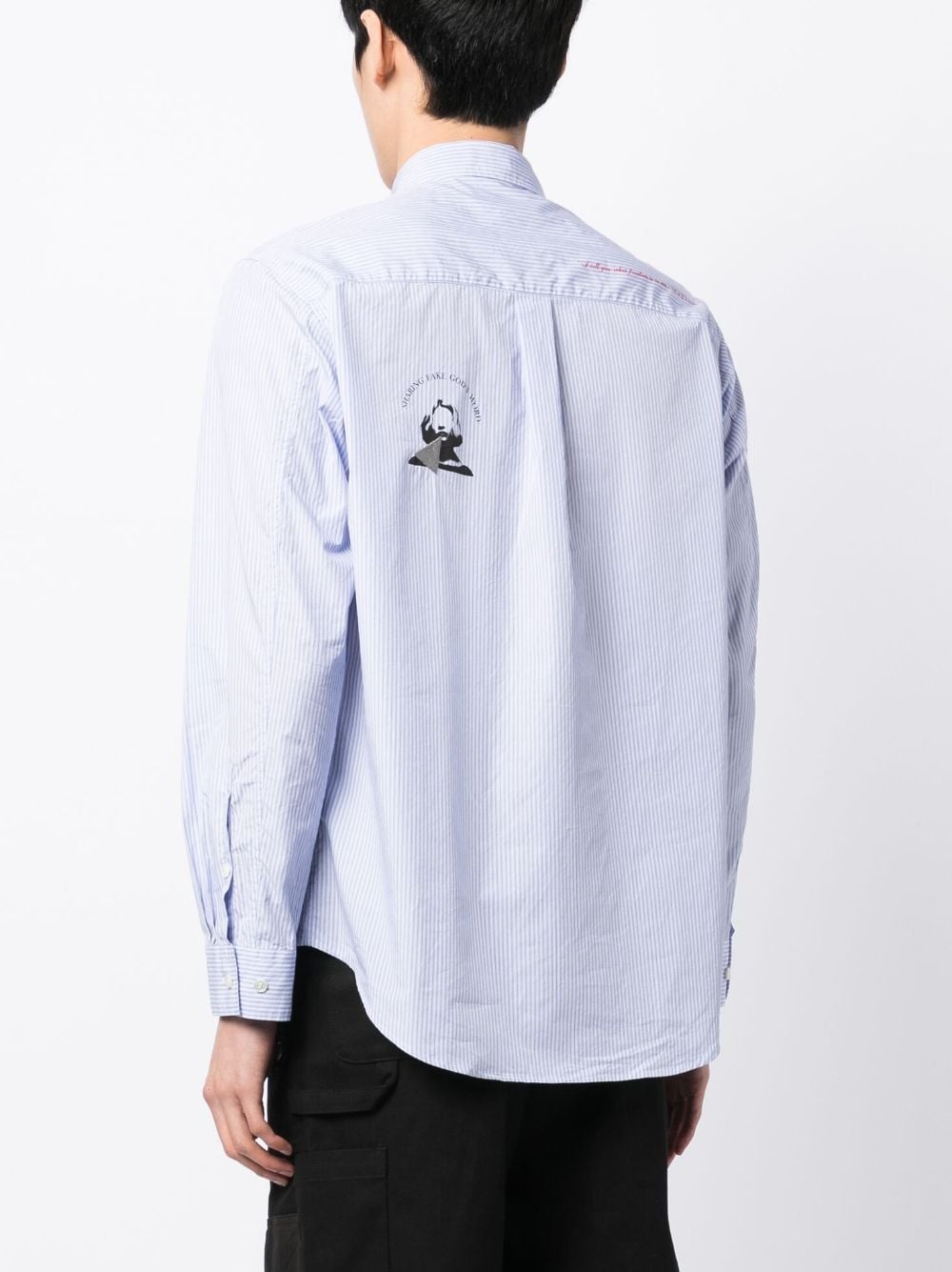 APPLIQUÉ-DETAIL STRIPED COTTON SHIRT - 3