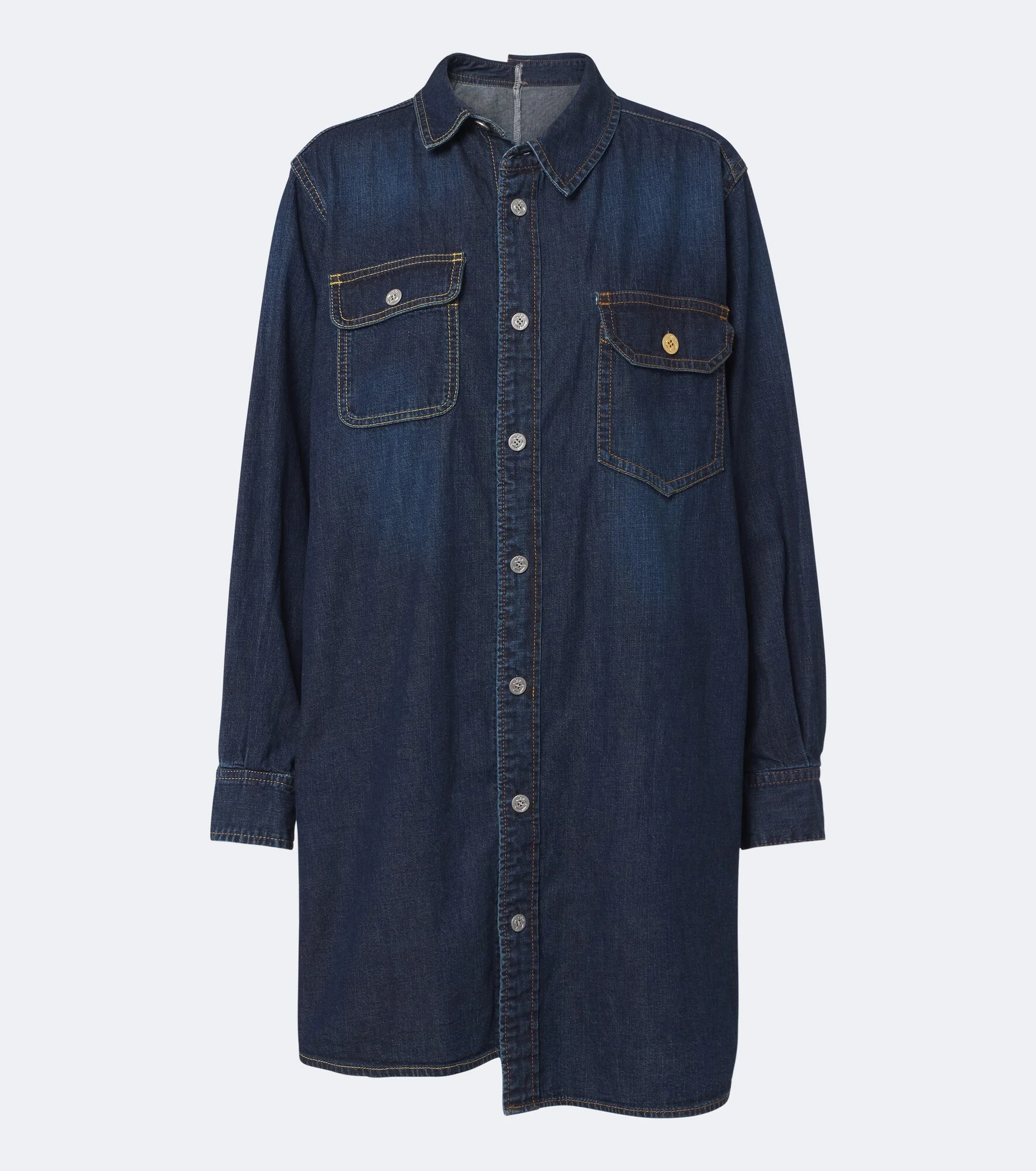 Asymmetric denim shirt dress - 1