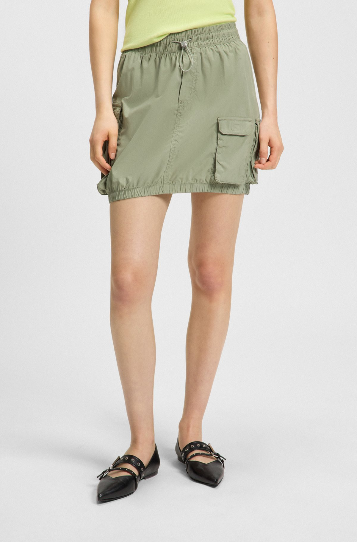 MINI SKIRT IN PAPER-TOUCH COTTON WITH CARGO POCKETS - 2