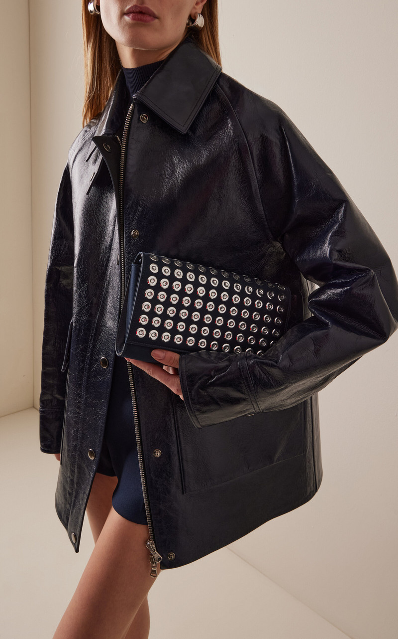 Christian Louboutin Paloma Studded Satin Clutch black outlook