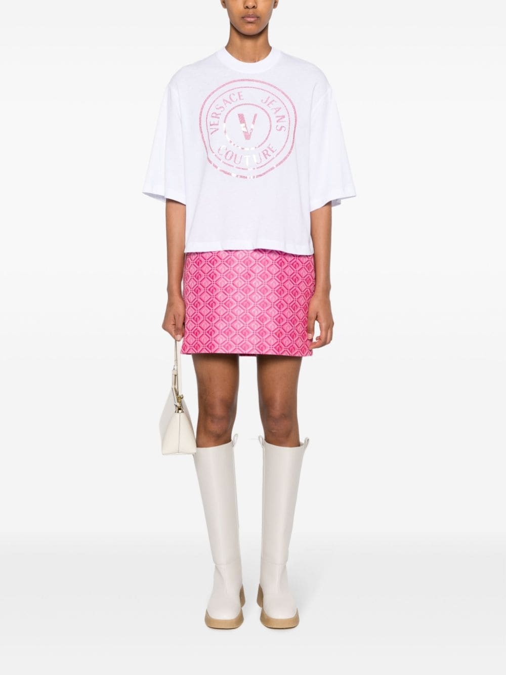 glittered logo-print cotton T-shirt - 2