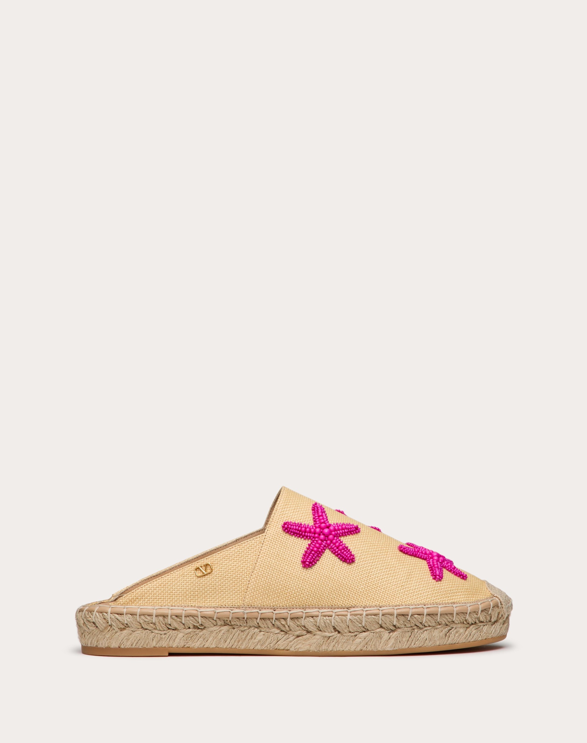 VALENTINO GARAVANI ESCAPE MULE IN RAFFIA WITH STARFISH EMBROIDERY 25MM - 1