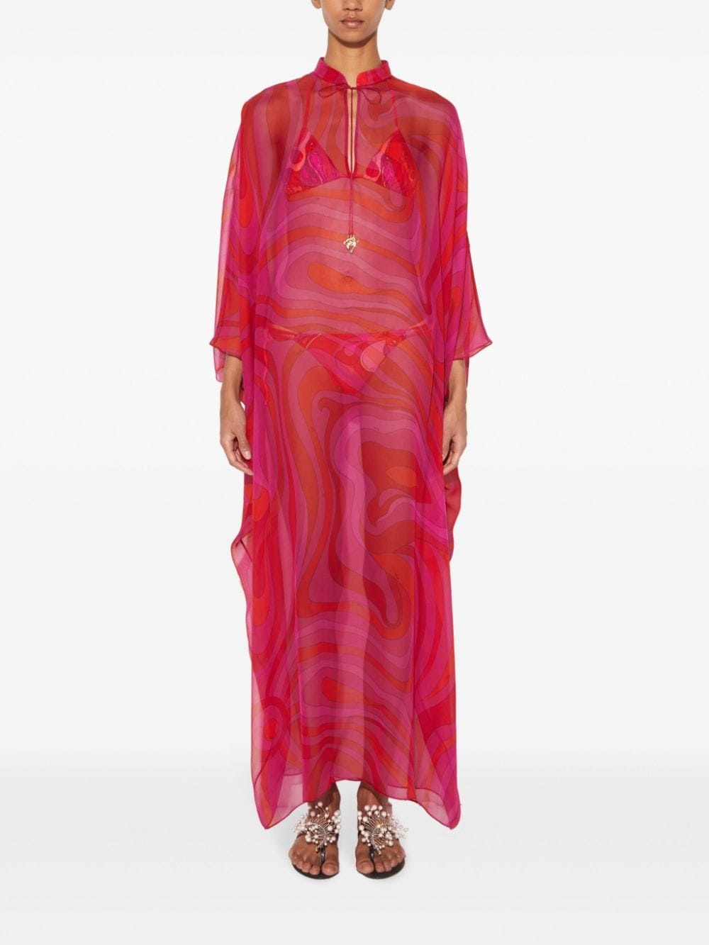 Marmo-print kaftan - 2