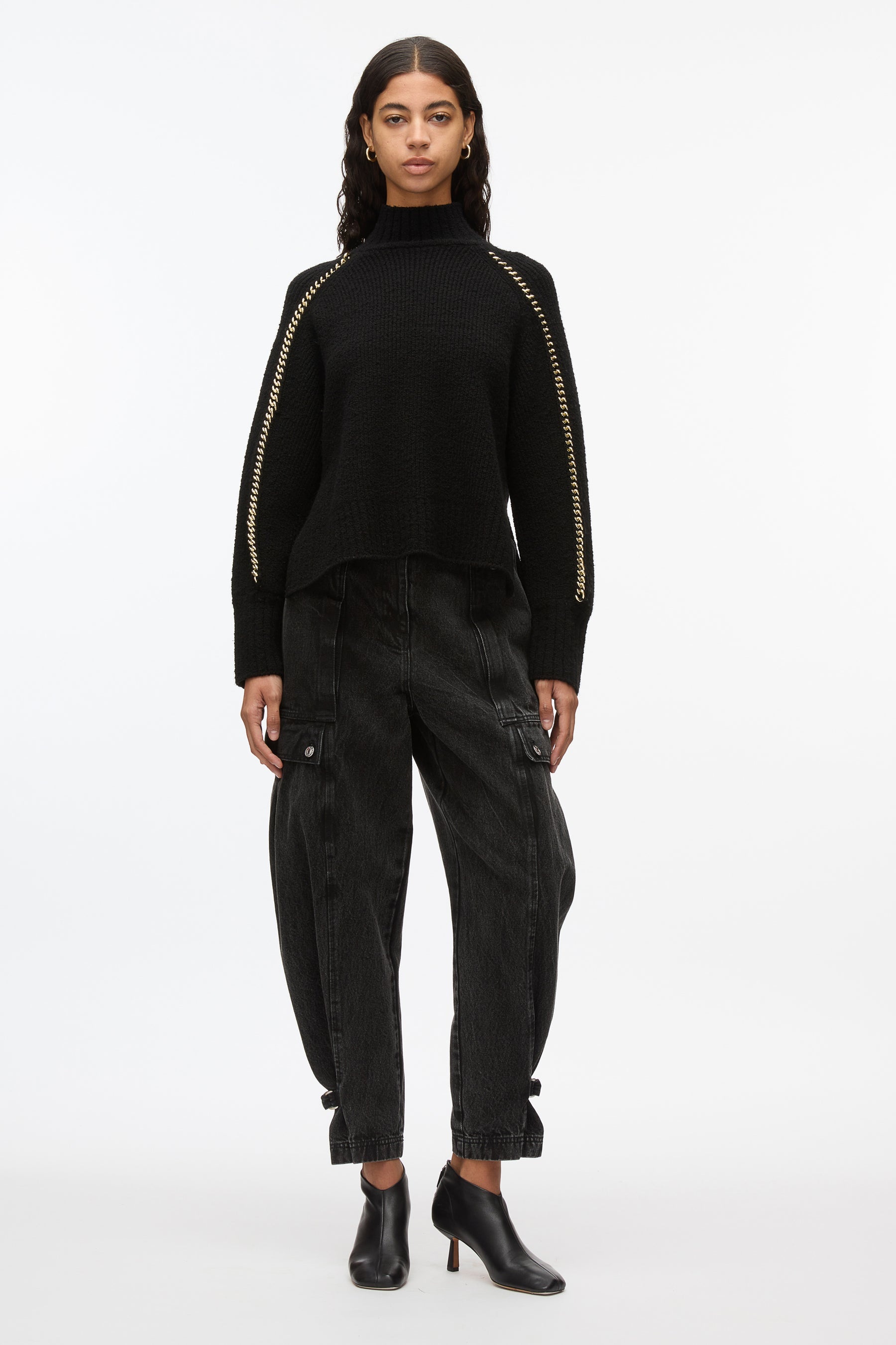 Chainlink Bouclé Turtleneck Pullover - 1