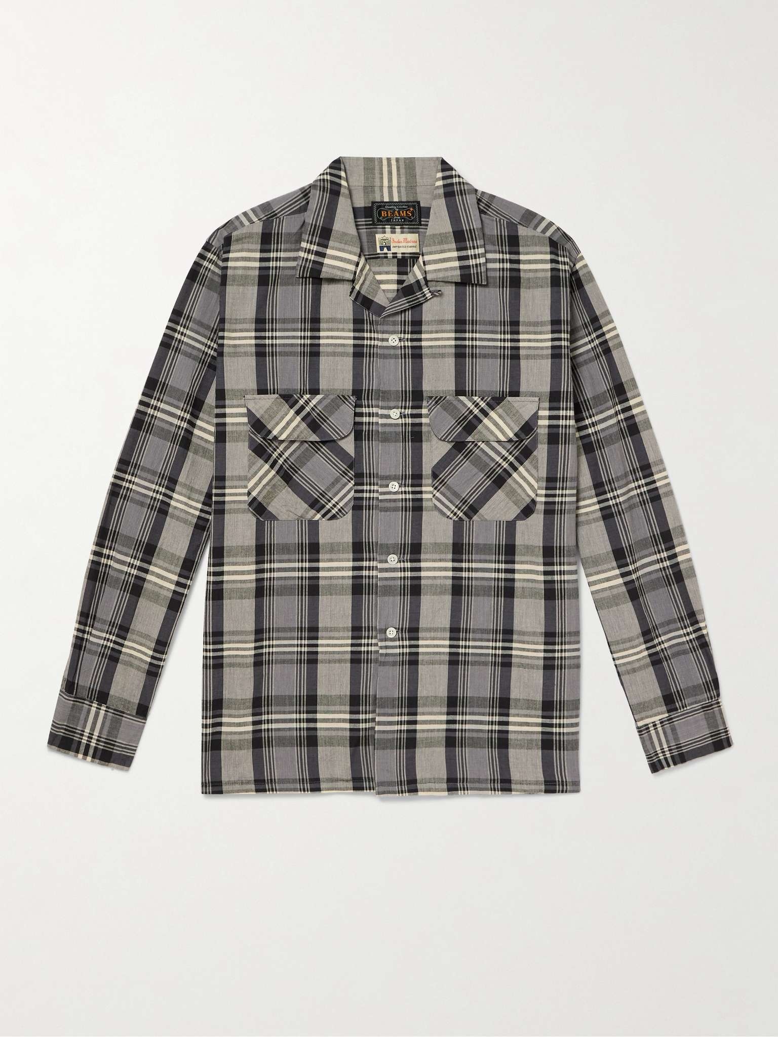 Convertible-Collar Checked Cotton Shirt - 1
