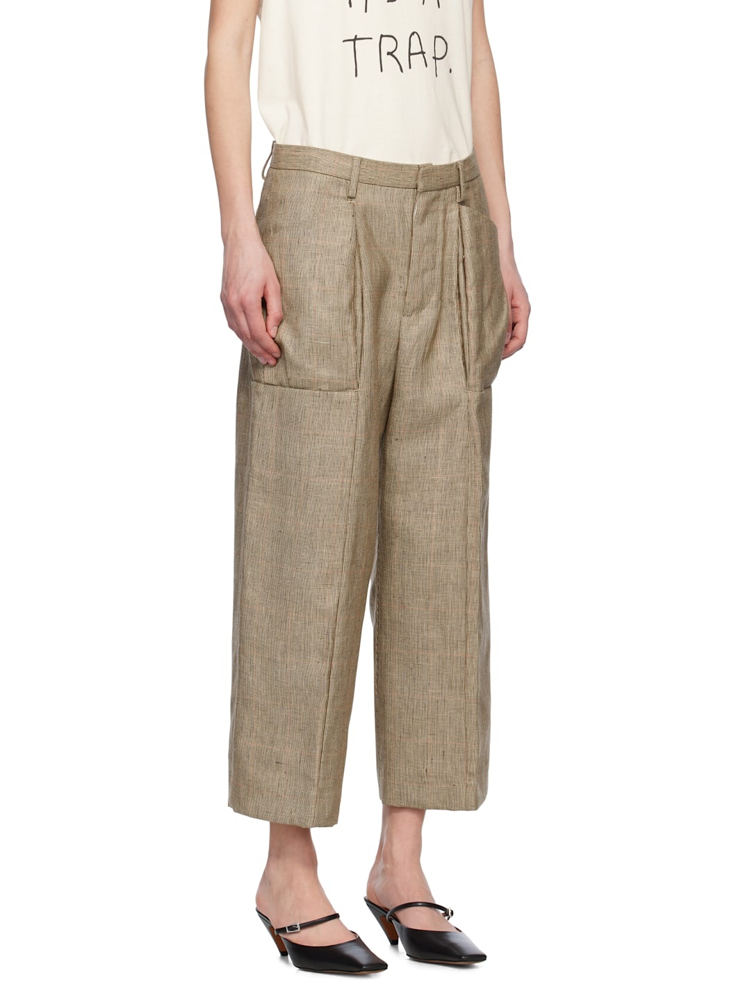 Brown Pleated Pocket Trousers - 2