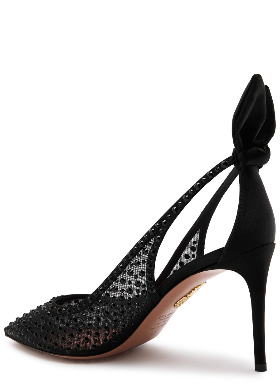 Aquazzura Bow Tie 85 Crystal-embellished Tulle Pumps - 2