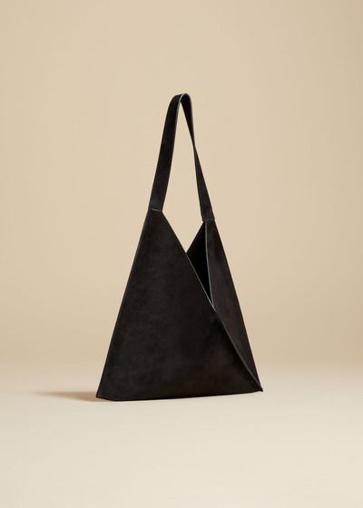 KHAITE The Small Sara Tote in Black Suede outlook