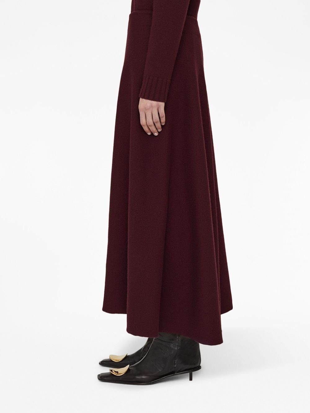 wool flared long skirt - 6