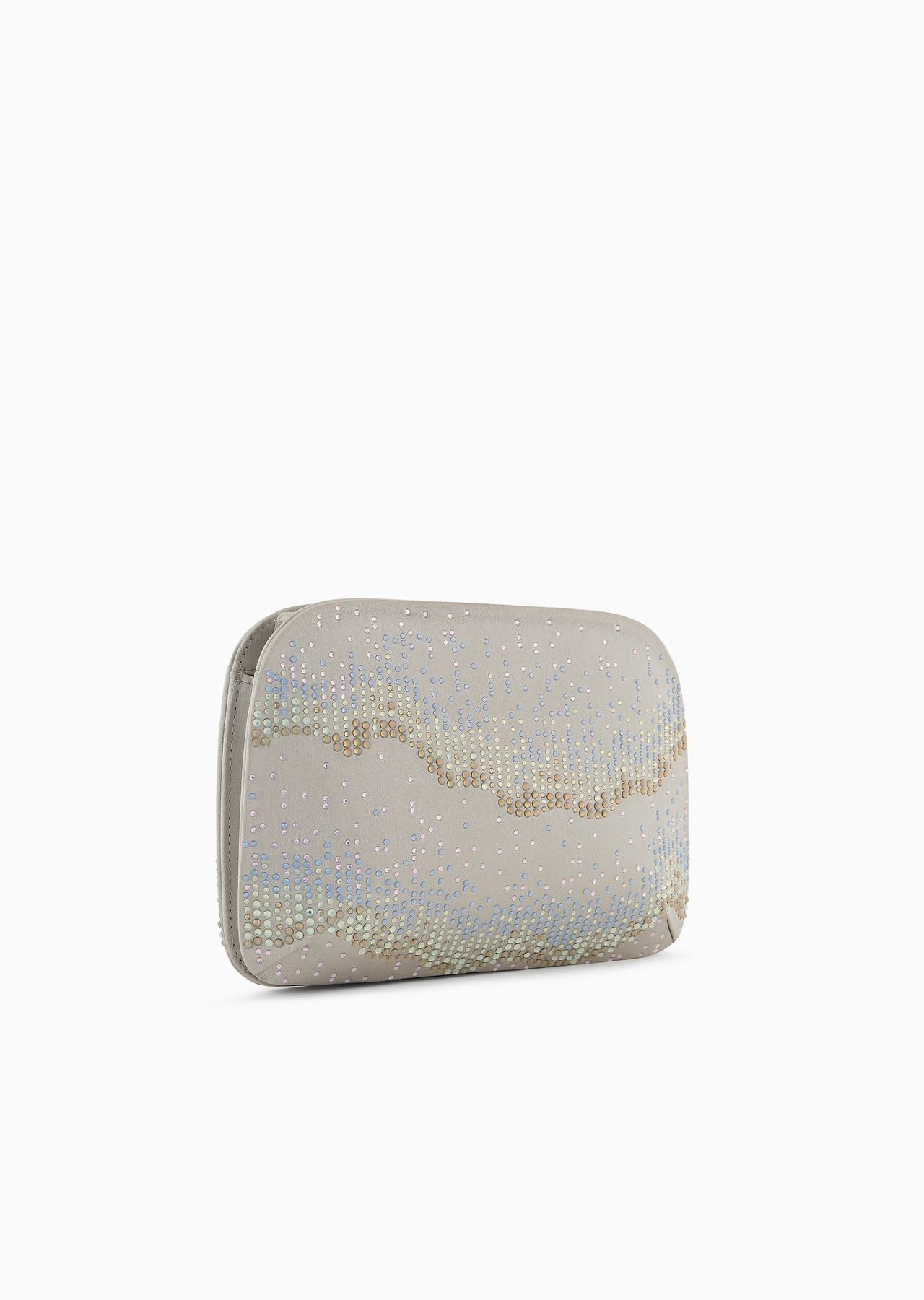 La Prima satin and rhinestone clutch bag with wave motif - 2