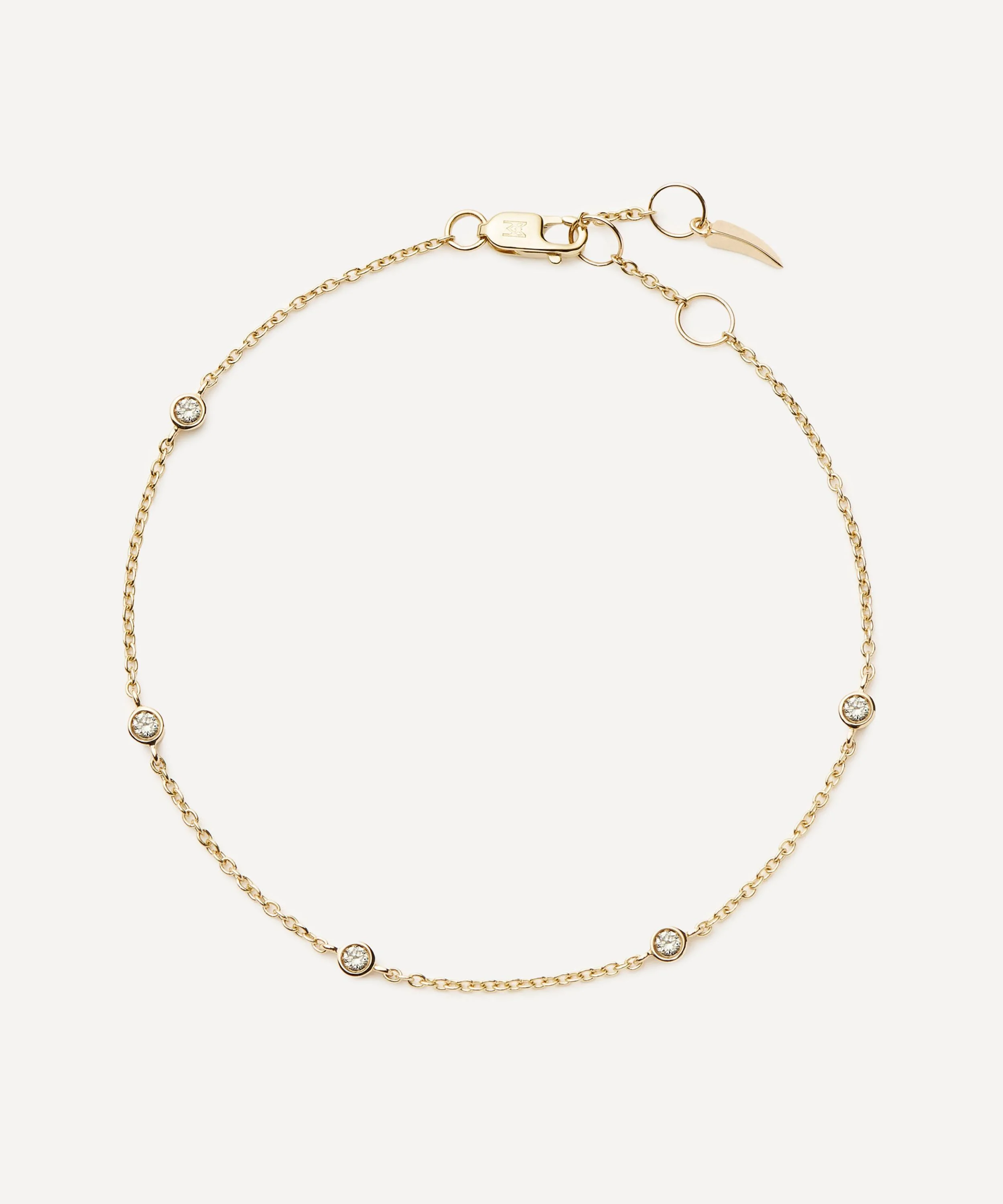 14ct Gold Fine Floating Diamond Station Bracelet - 1