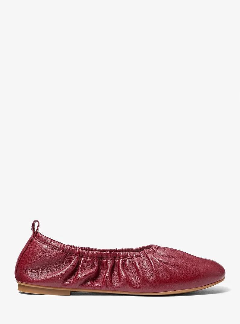 Bri Ruched Leather Ballet Flat - 1