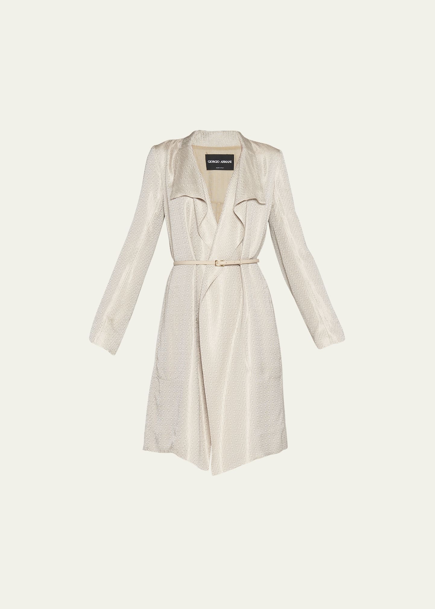 Belted Metallic Wrap Coat - 1