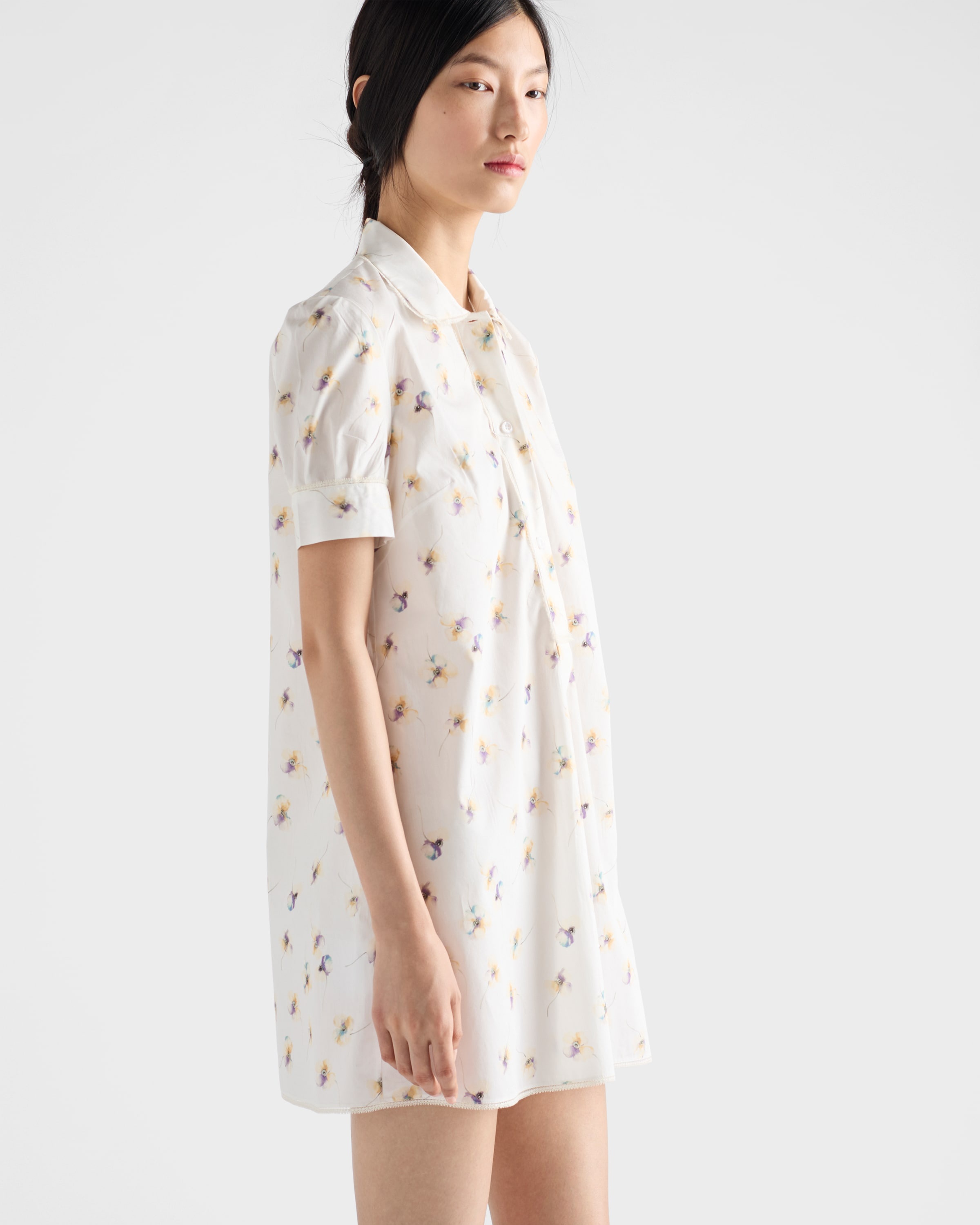 Floral print poplin mini-dress - 3
