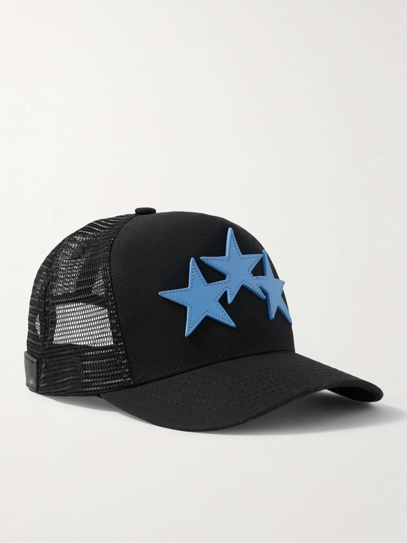 Leather-Trimmed Cotton-Canvas and Mesh Trucker Cap 1