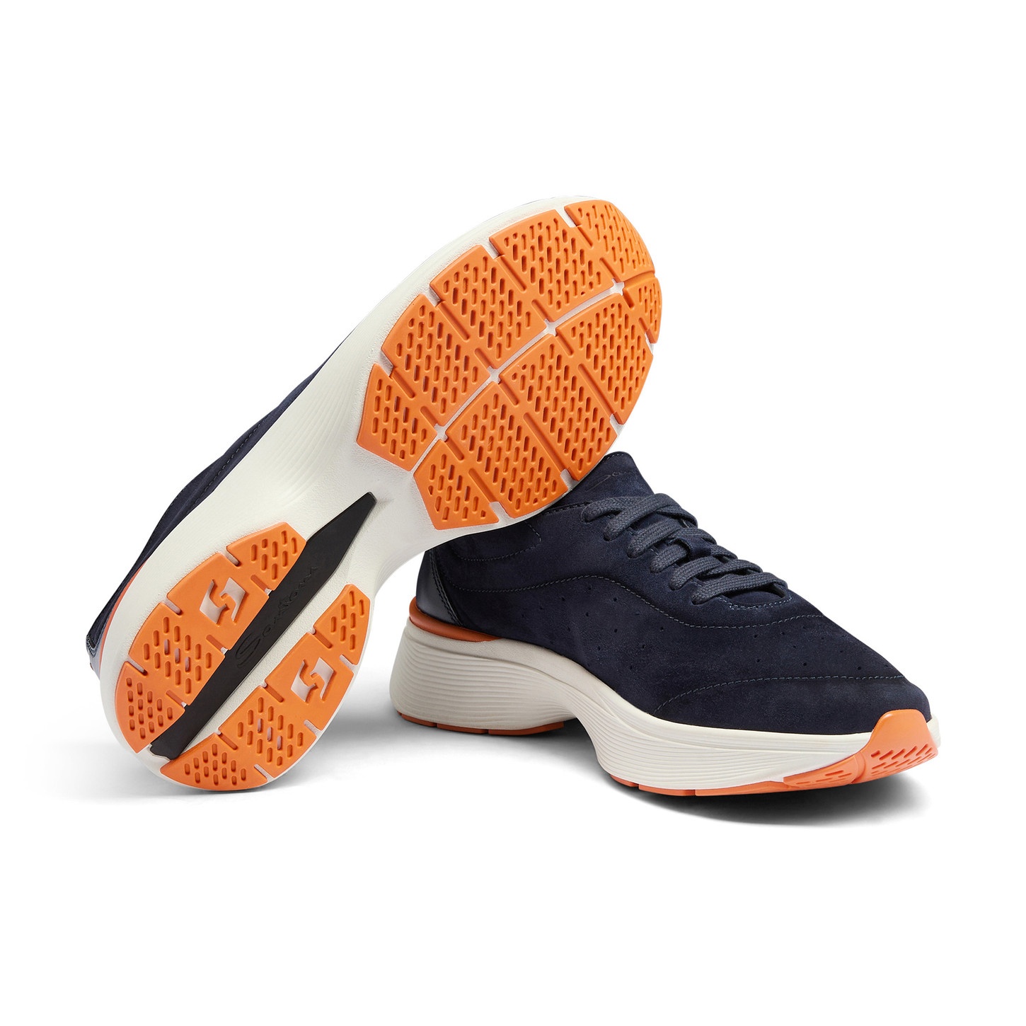 Men's blue suede and leather Bounce sneaker - 4
