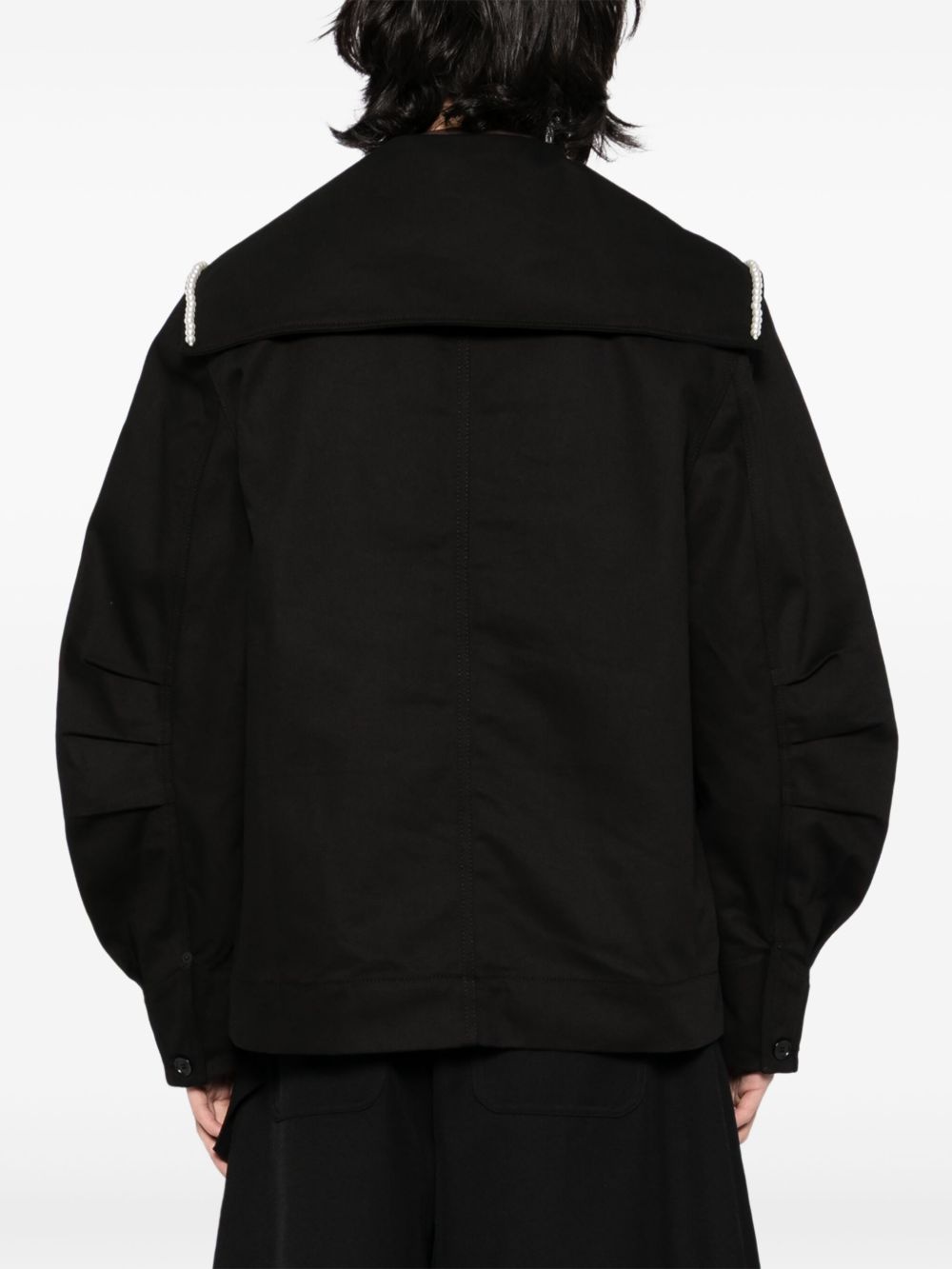 Beaded Sailor Collar Workwear Jacket - 4
