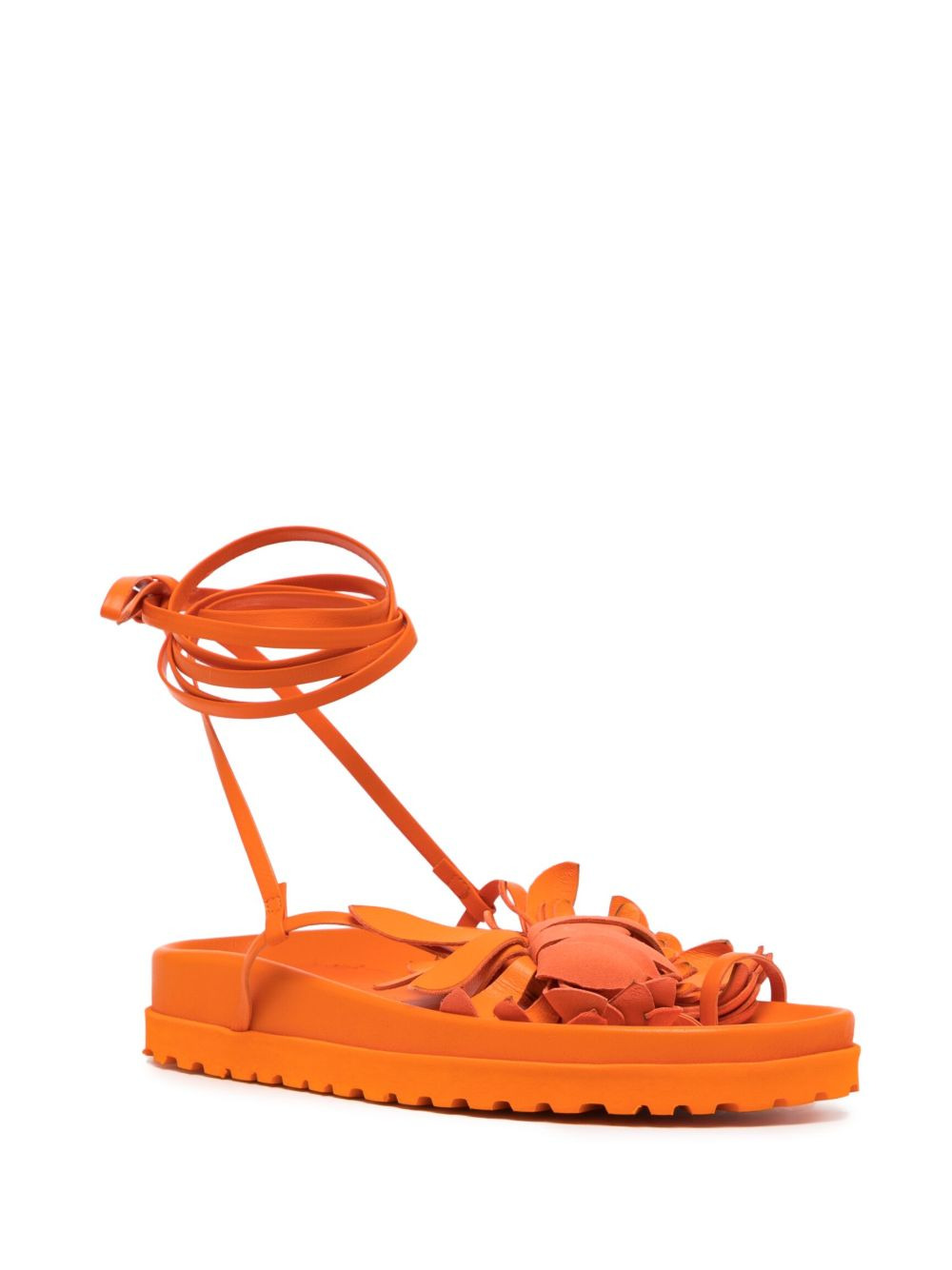 Idania floral-appliqué leather sandals - 2