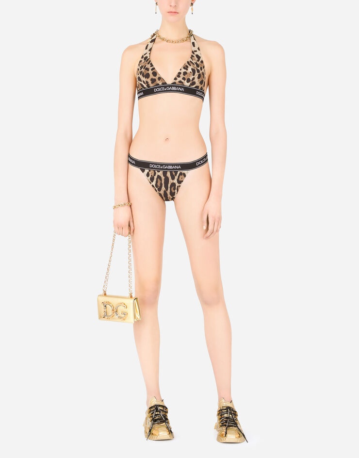 Leopard-print bikini with branded elastic - 2