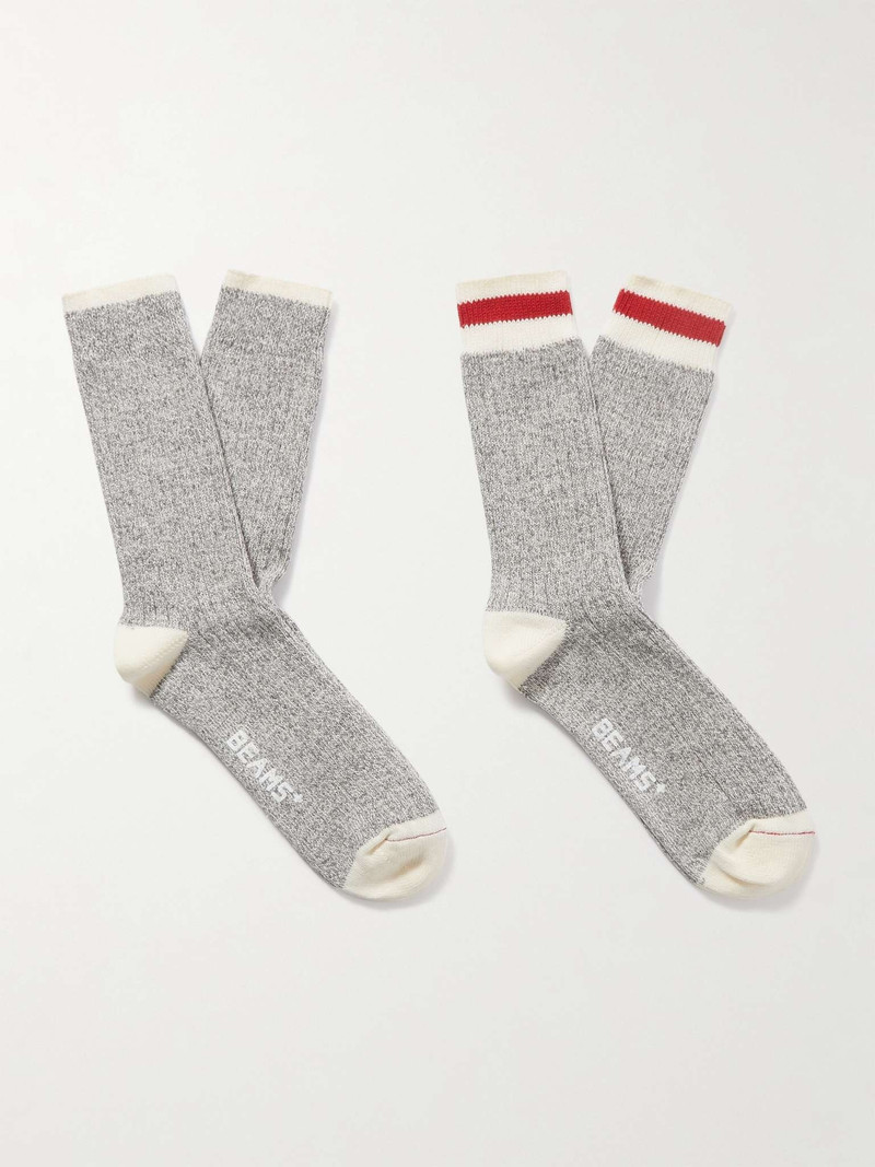 Rag Pack of Two Striped Ribbed Cotton-Blend Socks - 1