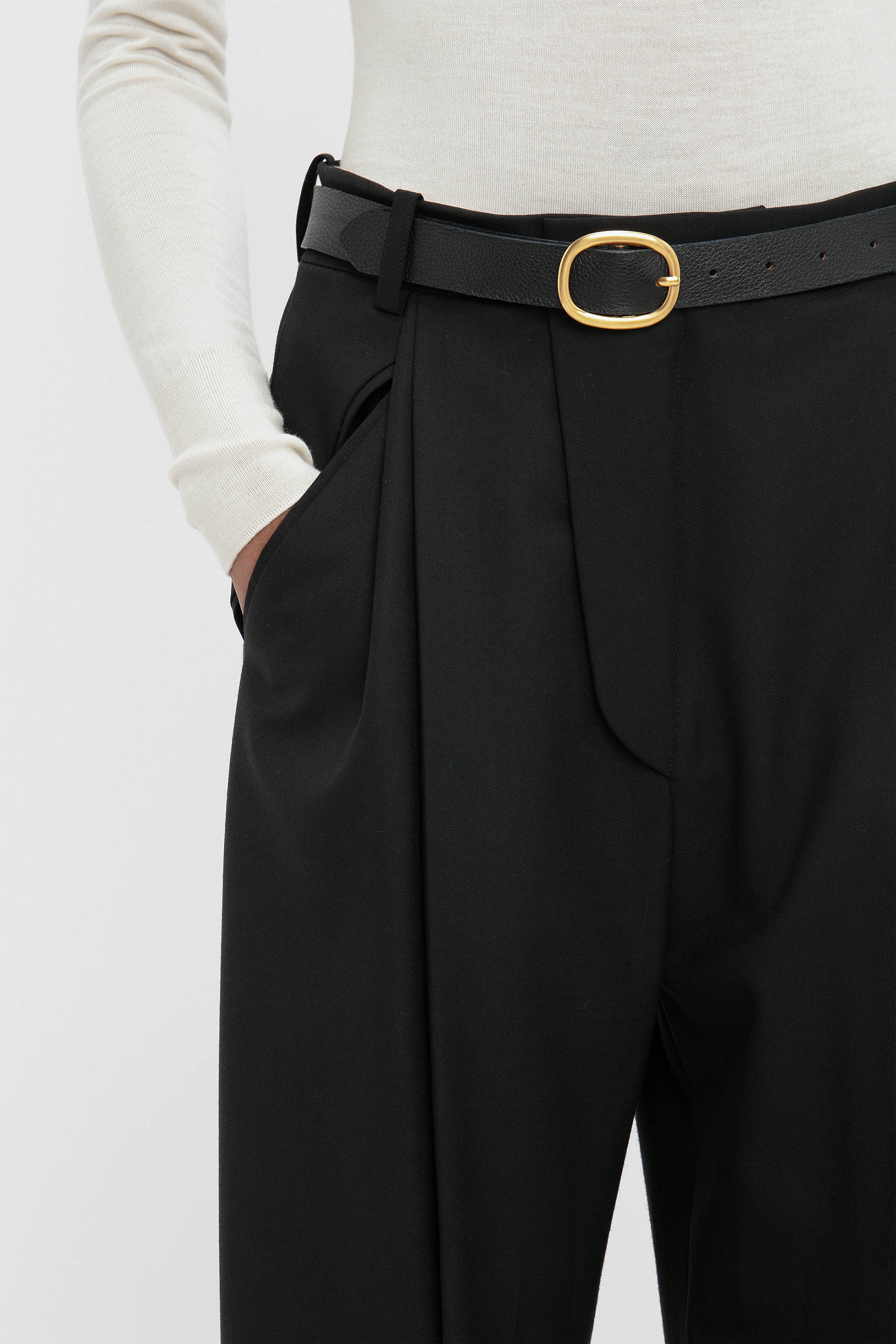 Wide Leg Trouser In Black - 5