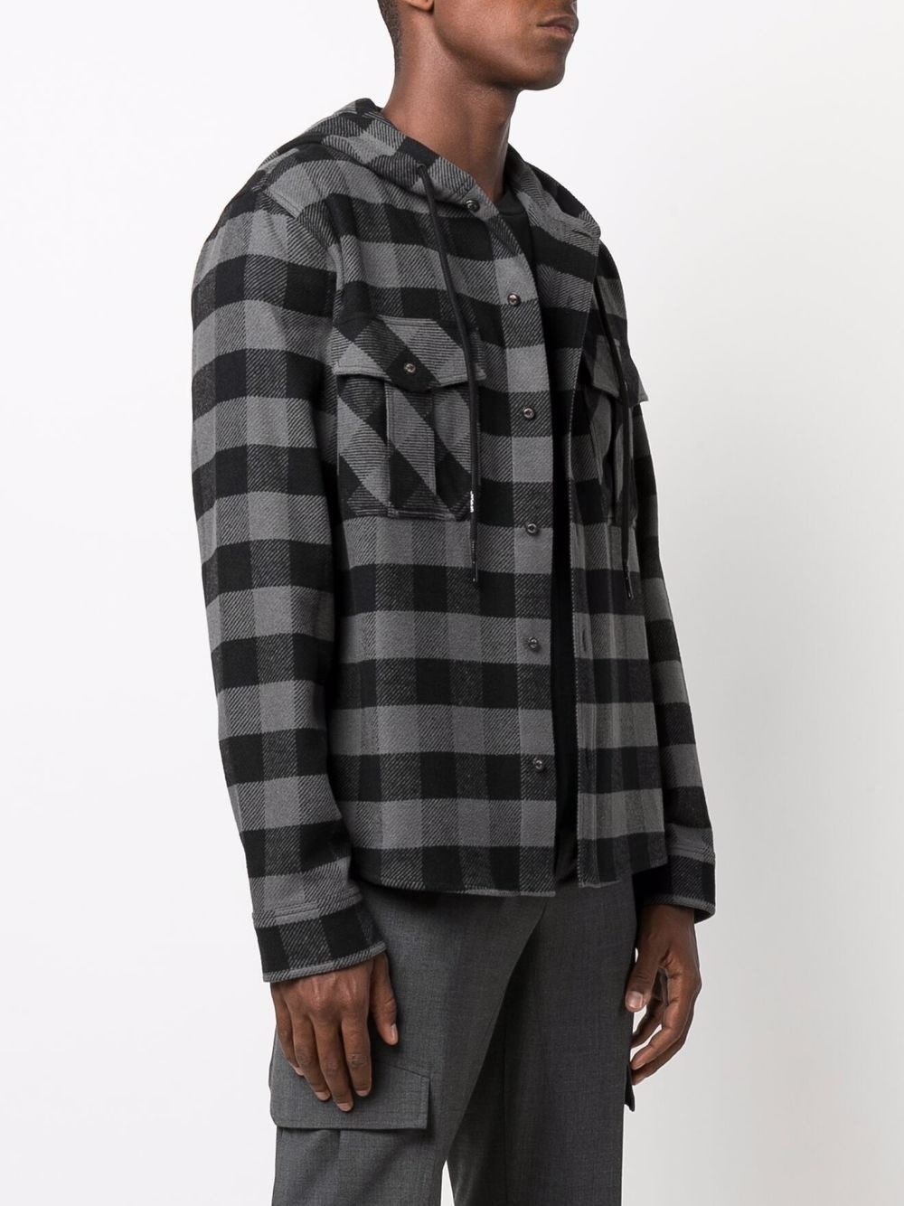 Arrows-print check hoodie shirt - 3