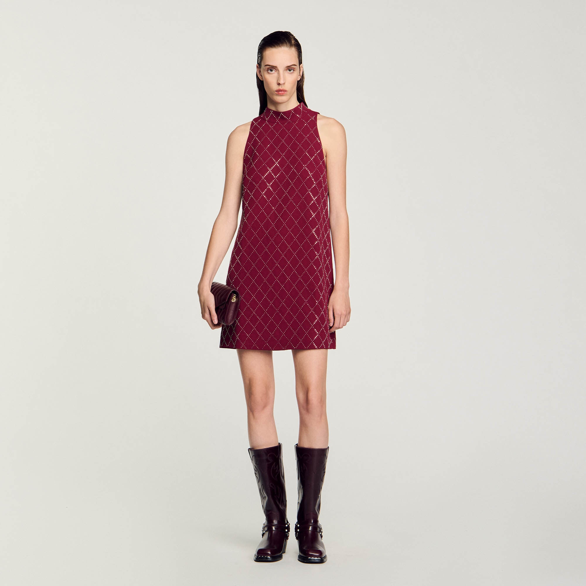 STUDDED DIAMOND SHORT DRESS - 2