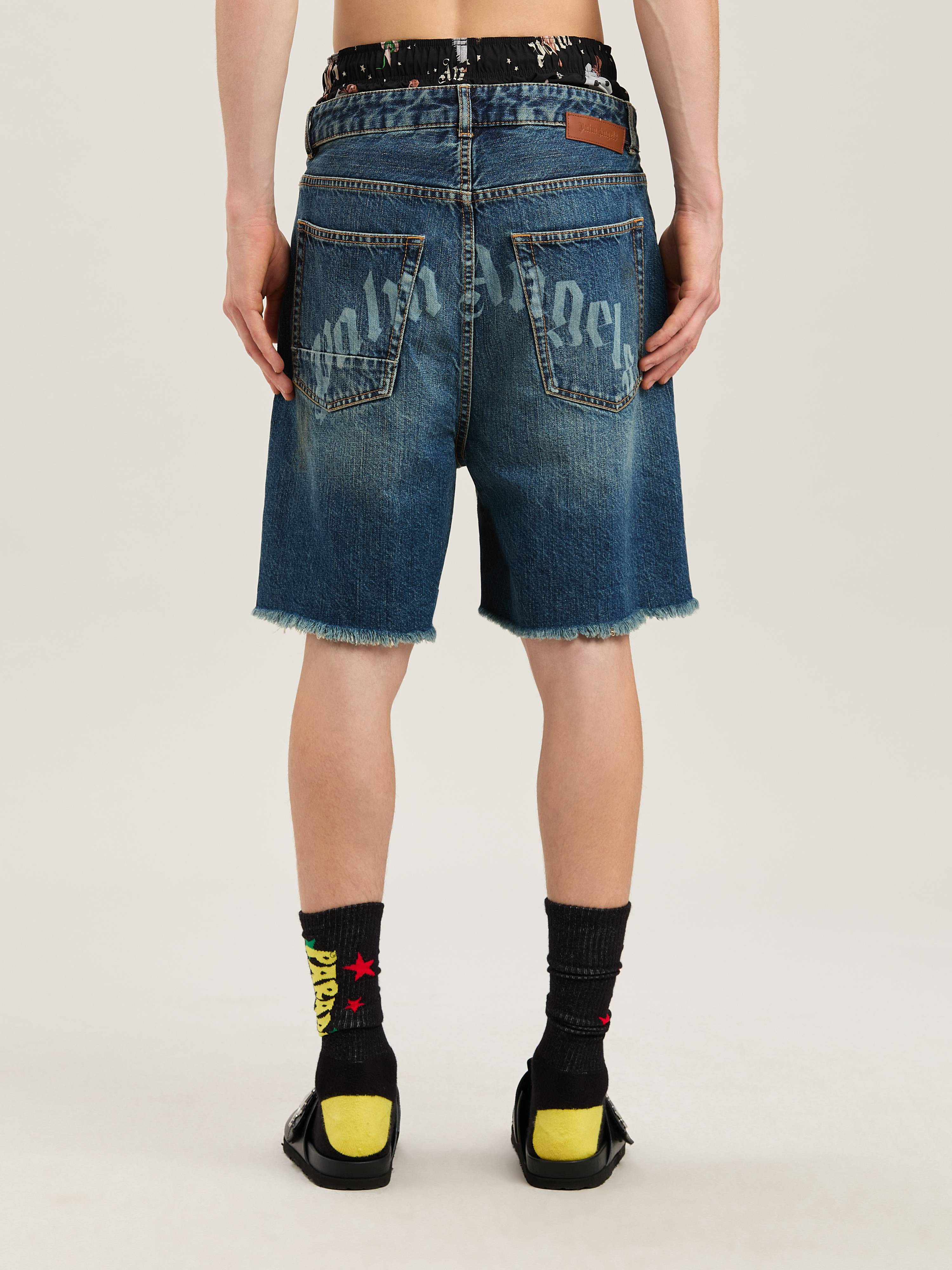 Lasered Curved Logo denim shorts - 5